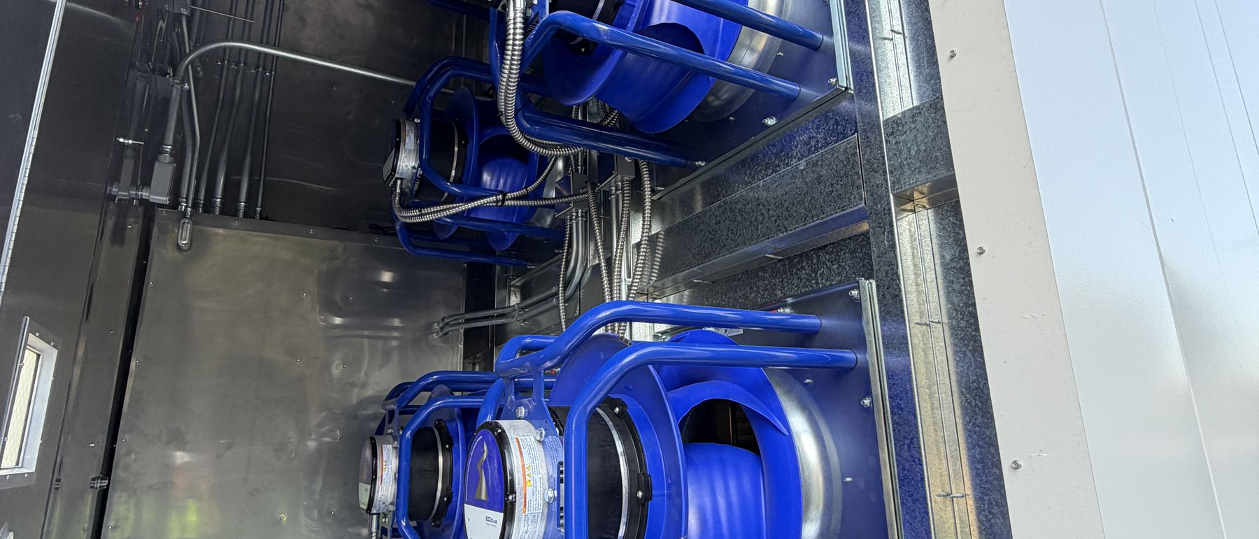 Interior of a replacement unit showing the supply fan array