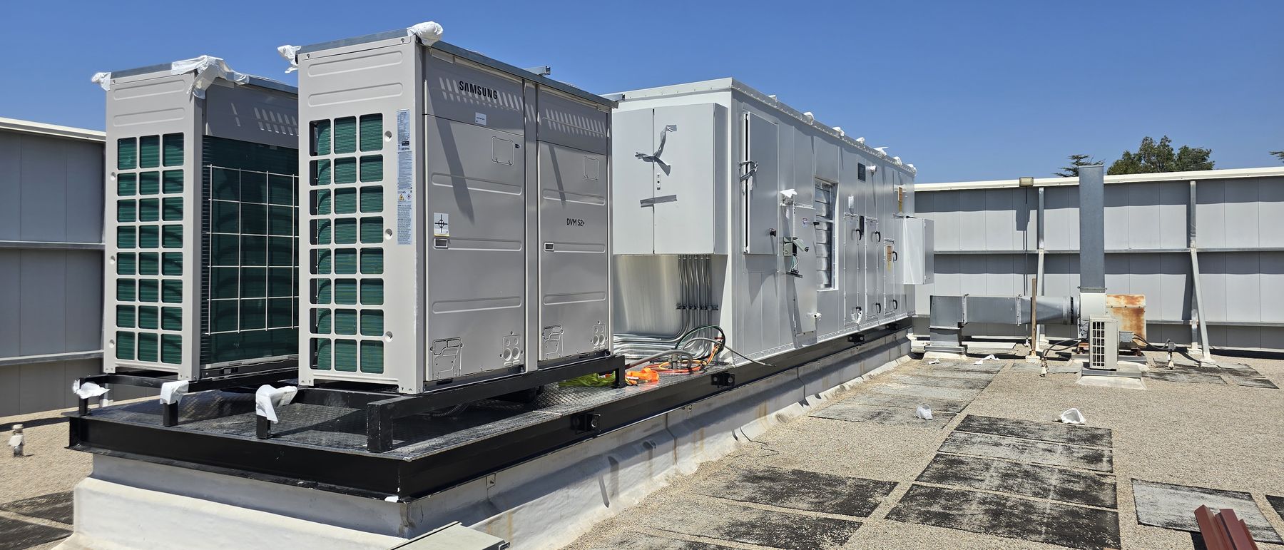 Completed all-electric multi-zone units installed on a campus building roof